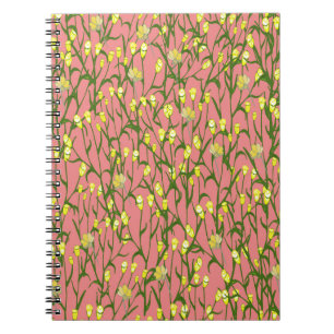 Gele Bloemen Roze Achtergrond Notitieboek