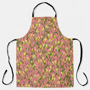 Gele Bloemen Roze Achtergrond Schort