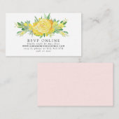Gele Bloemen RSVP Online Trouwruimte Kaart (Voorkant / Achterkant)