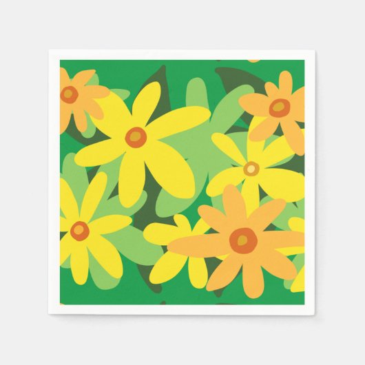 Gele bloemen servet (Voorkant)