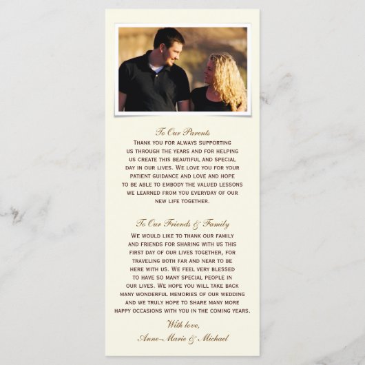 Gele Bloemen Trouwprogramma Foto Keepsake Programma (Achterkant)