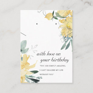 GELE BLOEMEN VERJAARDAG CADEAU KETTING OORBEL KAAR PLAATSKAARTJE