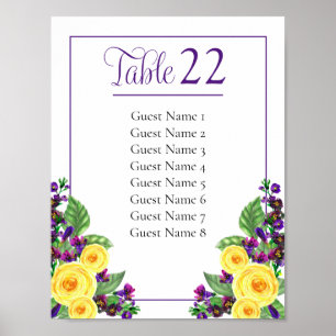 Gele Bloemen   Violets Tafelnummer Zitbord Poster