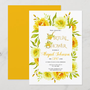 Gele bloemen virtueel baby of vrijgezellenfeest kaart