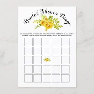 Gele bloemen vrijgezellenfeest bingo spel kaart