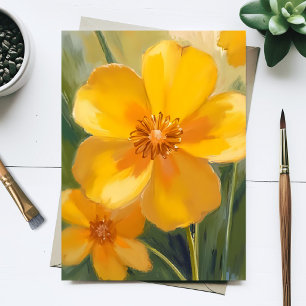 Gele Bloemen Waterverf Lente Bloesems Geschilderd Briefkaart