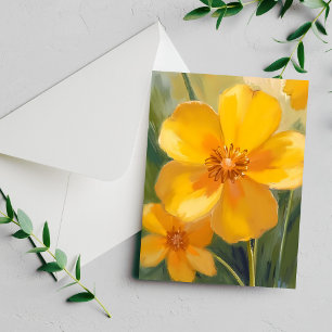 Gele Bloemen Waterverf Lente Schilderij Kaart