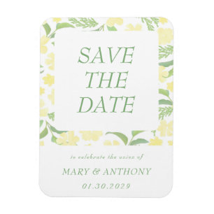 Gele Bloemen Waterverf Save the Date Magnet Magneet