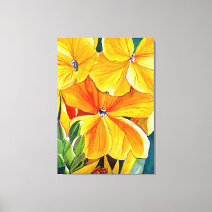 Gele bloemenbloem waterverf canvas afdruk