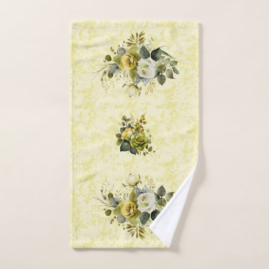 gele bloemendamast handdoek set (Handdoek)