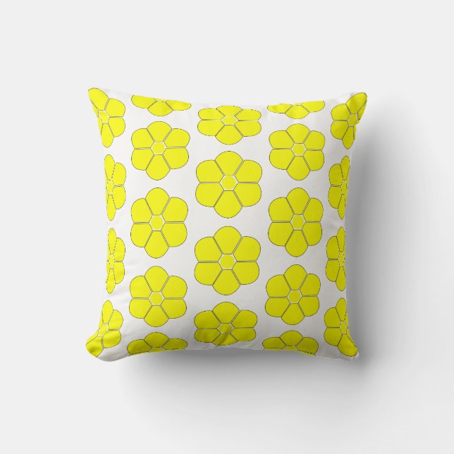 Gele bloemendesign kussen (Voorkant)