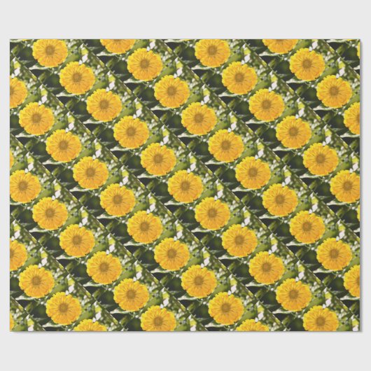 Gele bloemengele bloem gele madeliefje cadeaupapier (Vlak)