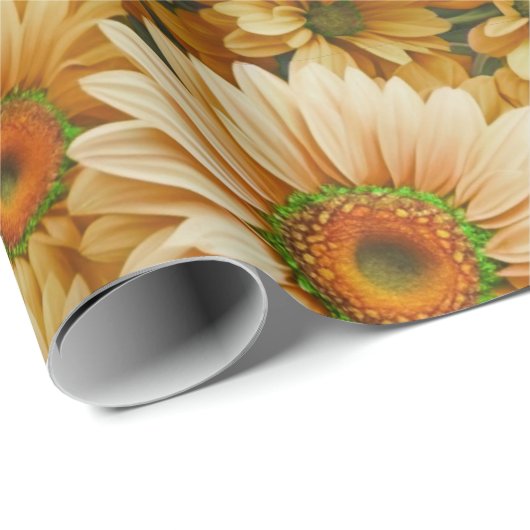 Gele bloemengele zonnebloem gele madeliefjes cadeaupapier (Rol Hoek)