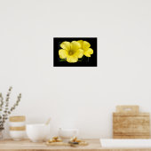 gele bloemenprint poster (Keuken)
