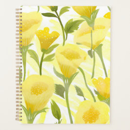 Gele bloemenschildering in waterverf planner