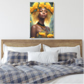 Gele bloementuin canvas afdruk (Insitu (Slaapkamer))