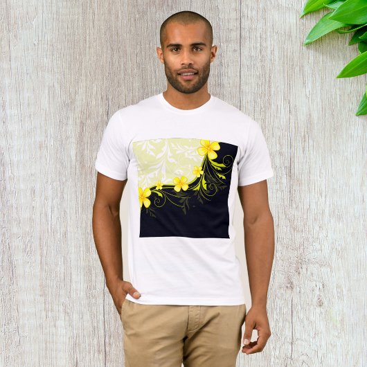 Gele bloemige achtergrond Mannen T-shirt