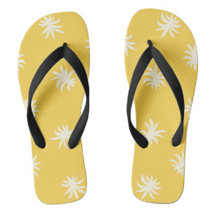 Gele Bloemige Blender Helder Tropische Zomer Teenslippers