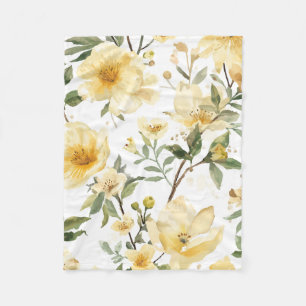Gele bloemige botanische tuin in waterverf fleece deken