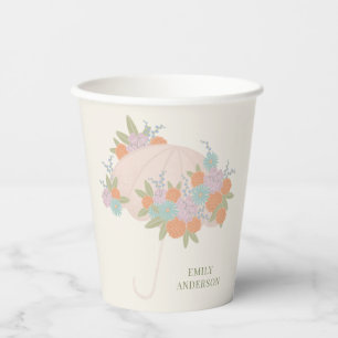 Gele bloemige paraplu kleurrijk Baby shower Papieren Bekers