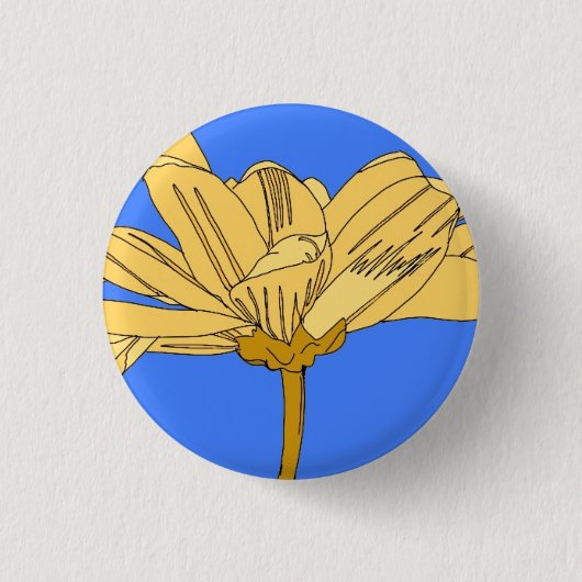 Gele bloemkaart ronde button 3,2 cm (Voorkant)
