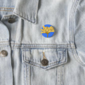 Gele bloemkaart ronde button 3,2 cm (In situ)