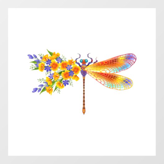 gele bloemlibel raamsticker (Vel)