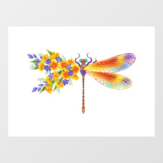 gele bloemlibel raamsticker (Vel)