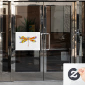 gele bloemlibel raamsticker (Kantoordeur)