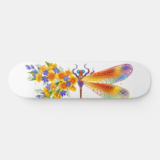 gele bloemlibel skateboard (Horizontaal)