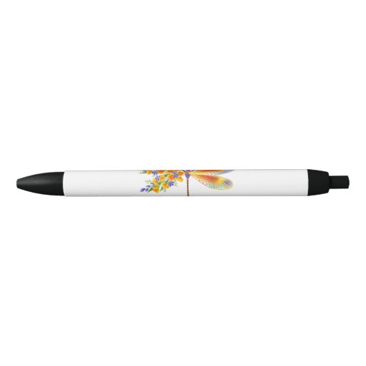 gele bloemlibel zwarte inkt pen (Voorkant)