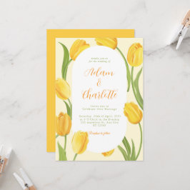 Gele bloemrijke Boho groen elegante trouw uitnodig Kaart