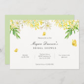 Gele bloemvlinderplanten bruidsshower kaart (Voorkant / Achterkant)
