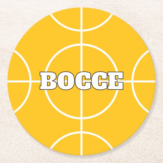 Gele Bocce Ball aangepaste papieren drankje onderz Ronde Kartonnen Onderzetter (Voorkant)
