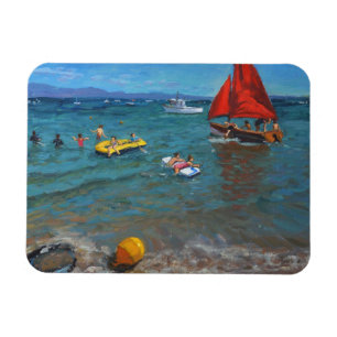 Gele boei en rode zeilen Abersoch 2012 Magneet