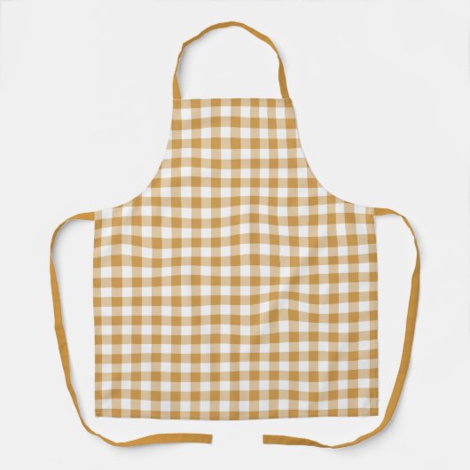 Gele boerderij Gingham Apron Schort (Voorkant)
