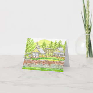Gele boerderij-notitiekaart bedankkaart