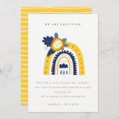 Gele Boho Floral Rainbow-Baby Bedankkaart (Voorkant / Achterkant)