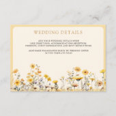 Gele Boho Wildflower Bloemen Bruiloft Details Informatiekaartje (Voorkant)