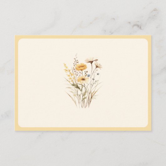 Gele Boho Wildflower Bloemen Bruiloft Details Informatiekaartje (Achterkant)