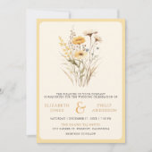 Gele Boho Wildflower Foto QR Code Bruiloft Kaart (Voorkant)
