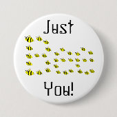 Gele borstelbijen ronde button 7,6 cm (Voorkant)