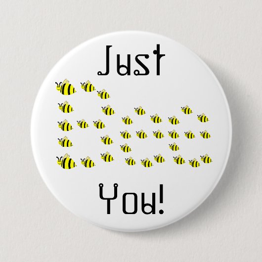 Gele borstelbijen ronde button 7,6 cm (Voorkant)