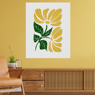 Gele botanische bloem Scandinavische wandkunst Pri Poster