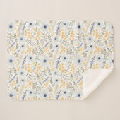 Gele botanische bloemen, zoet lentenblauw sherpa deken (Voorkant (horizontaal))