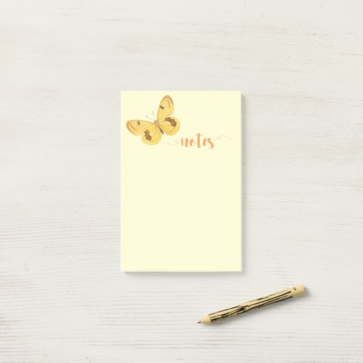 Gele  Boterfly Fine Art Post-it Notes (Op bureau)