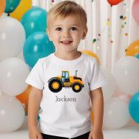 Gele bouw auto graafmachine familie verjaardag