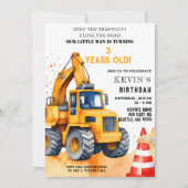 Gele Bouw Trucks Jongen Verjaardagsfeest Kaart (Voorkant)