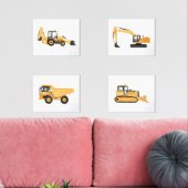 Gele Bouwvoertuigen Jongensruimte Muurkunst Sets (Woonkamer)