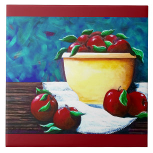 Gele Bowl met Apples Tile Tegeltje
